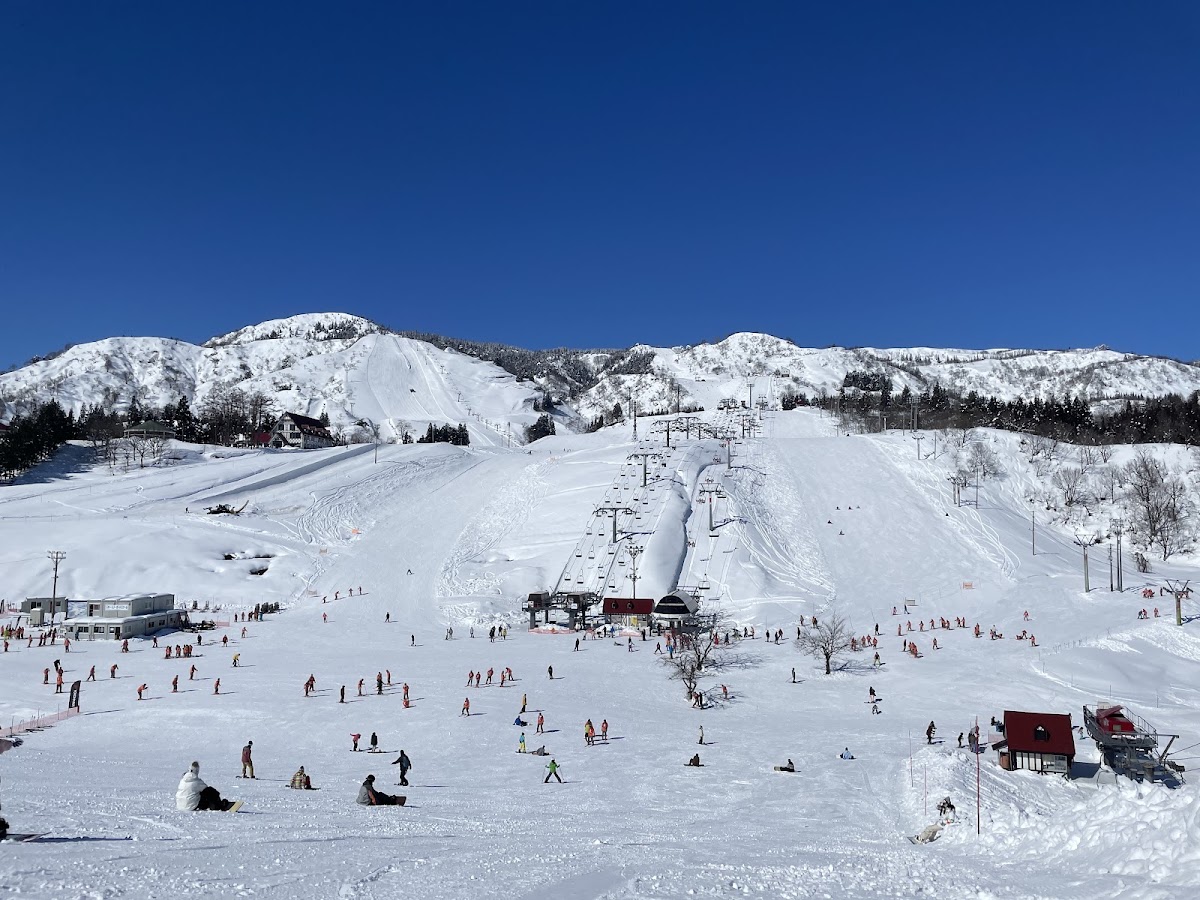 晴空下寬闊的滑雪場與纜車