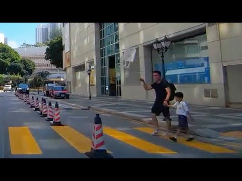 車CAM直擊 - 有斑馬黃色嘅咩？拖住個仔飛個環保袋