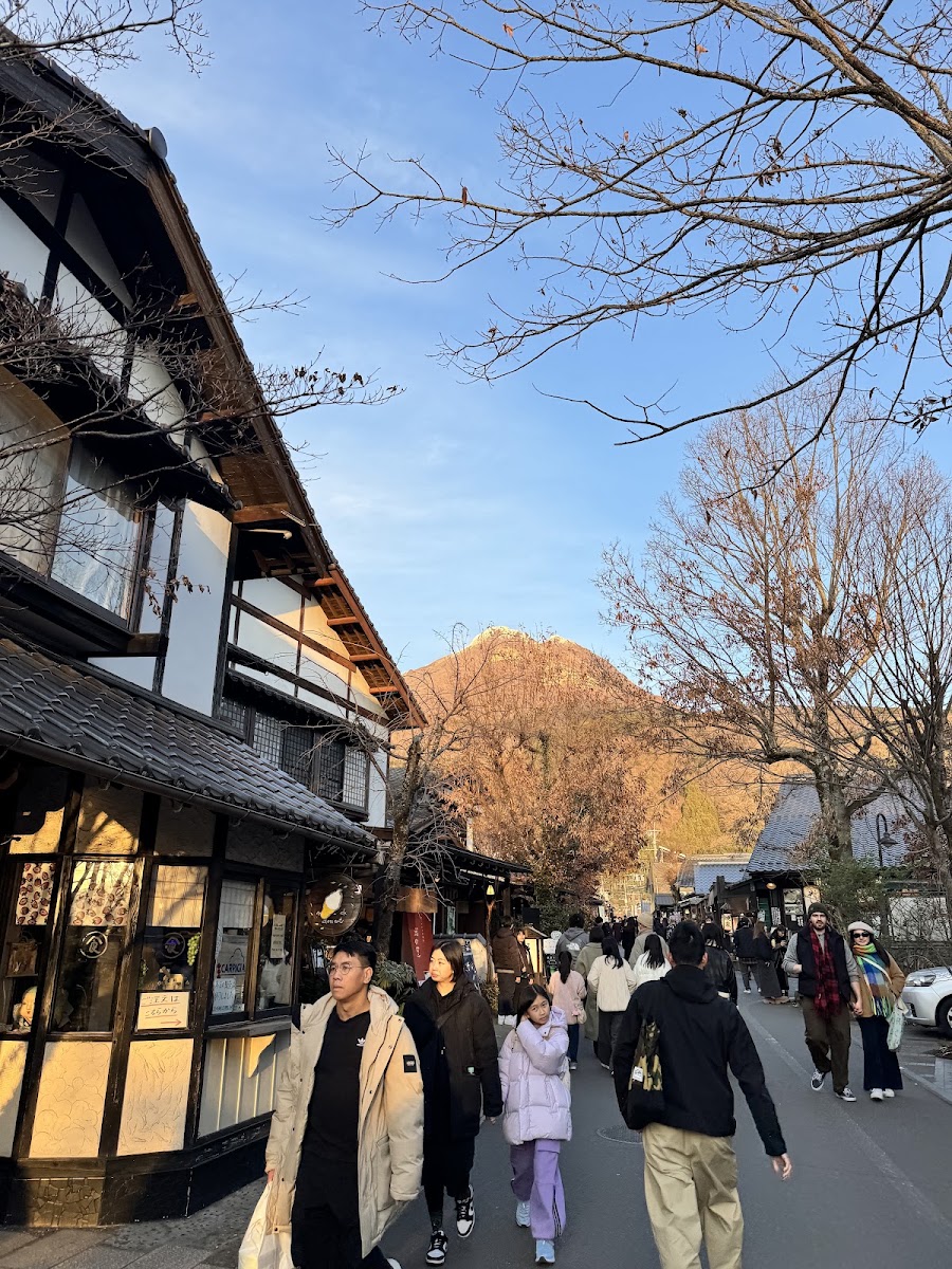 陽光灑落的街道與山景