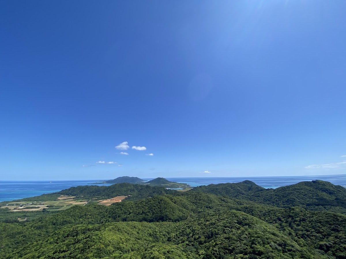 從高處俯瞰綠意山巒與大海
