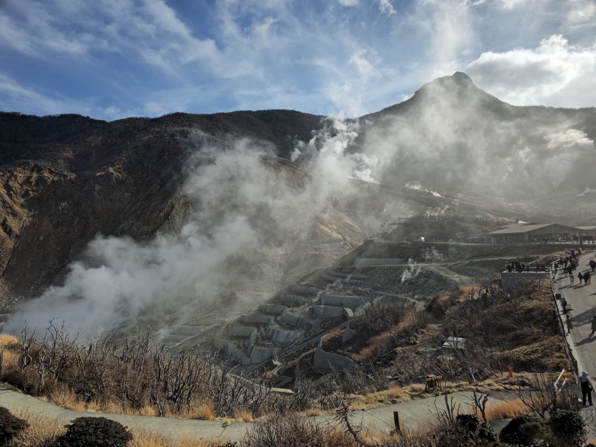 箱根大涌谷火山溫泉煙霧