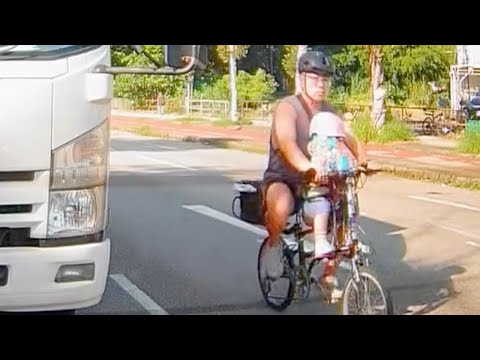 車CAM直擊 - 載住個小朋友都唔用單車徑 果然係好爸爸