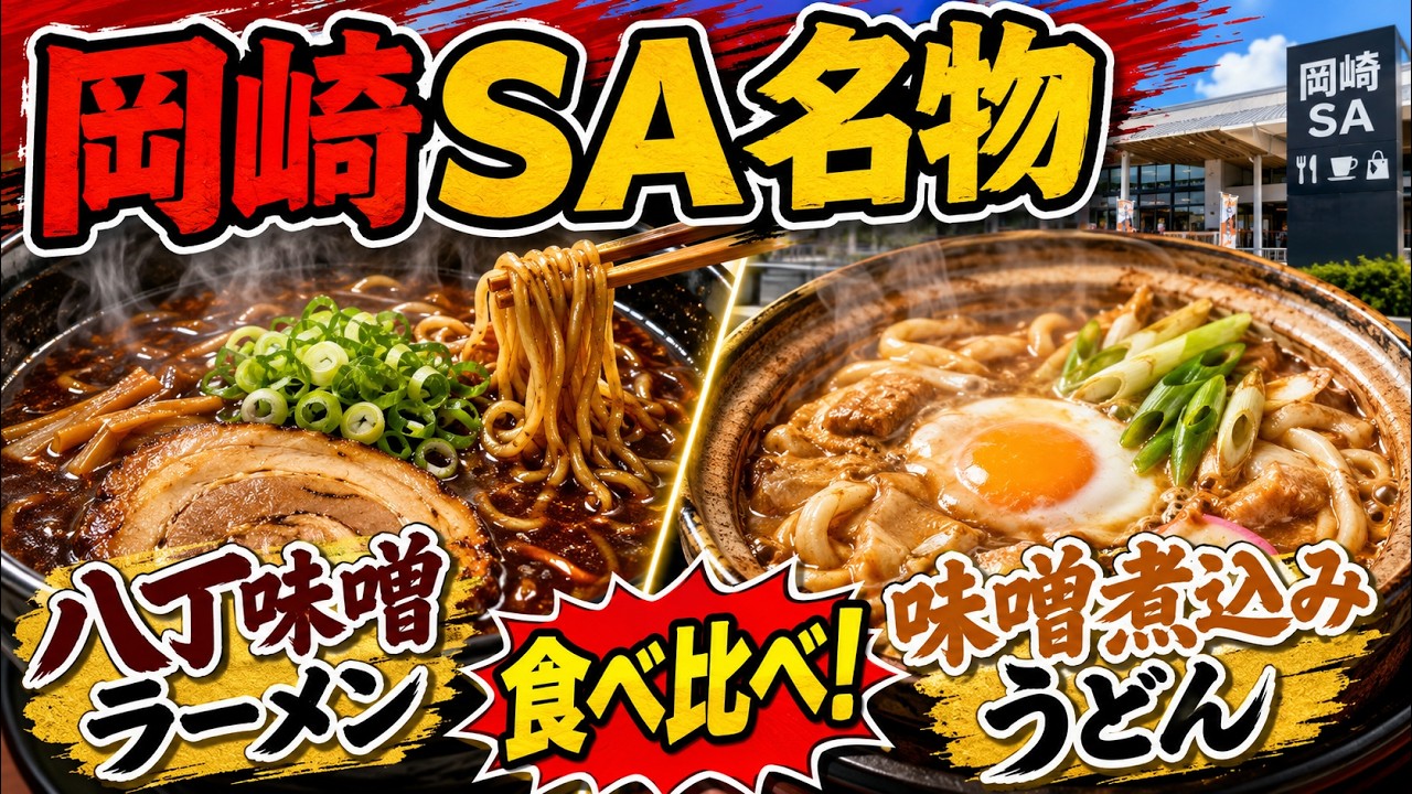 【岡崎SA名物】八丁味噌ラーメン&味噌煮込みうどんを食べ比べ!濃厚な三河の味を満喫 #岡崎サービスエリア #岡崎SA #八丁味噌ラーメン #味噌煮込みうどん #八丁味噌 #愛知グルメ #岡崎グルメ