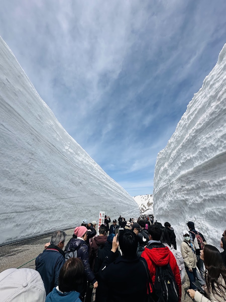 立山黑部著名的巨大雪壁與觀光人潮