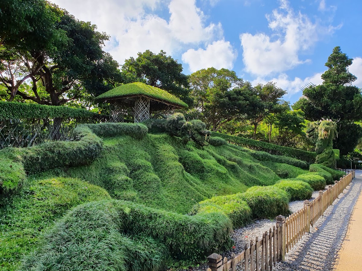 綠意盎然的山丘造景藍天