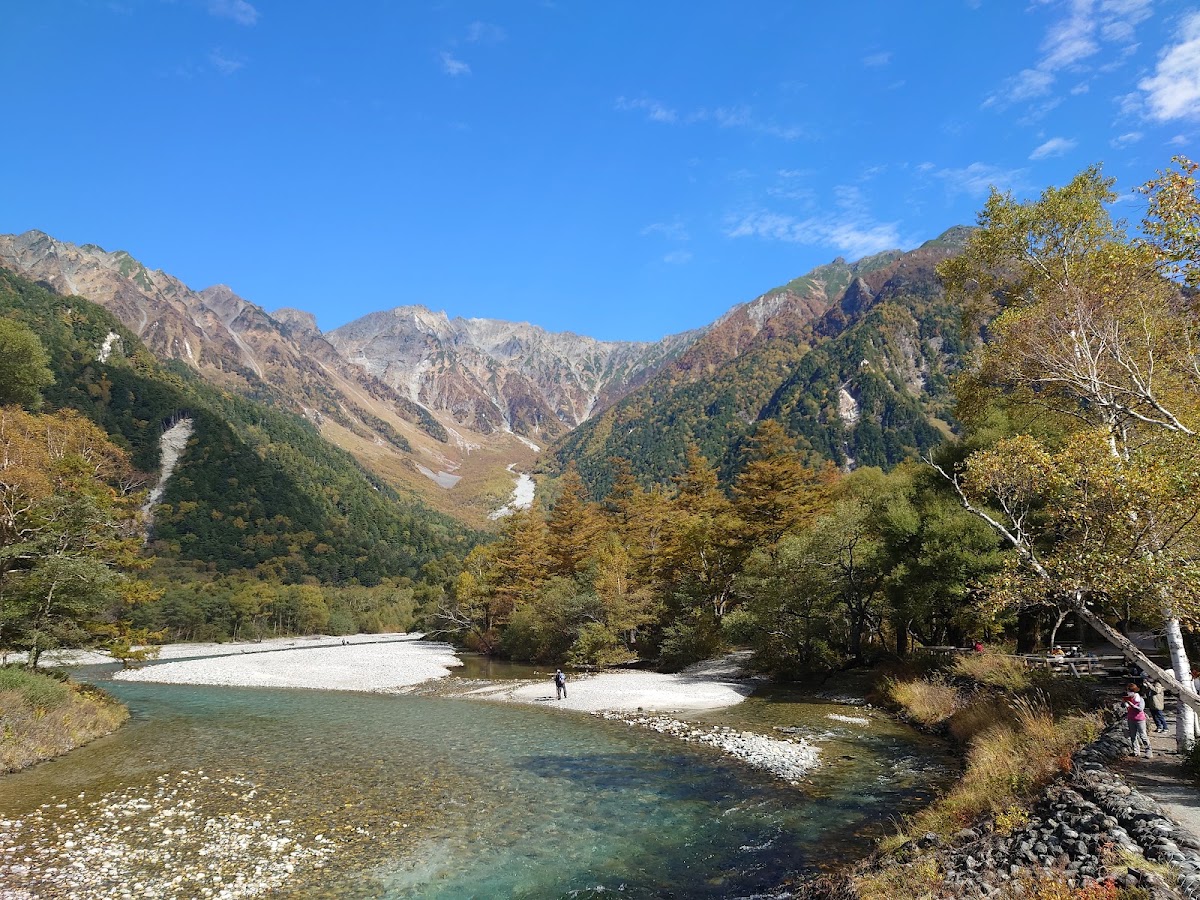 藍天下的河流與遠山