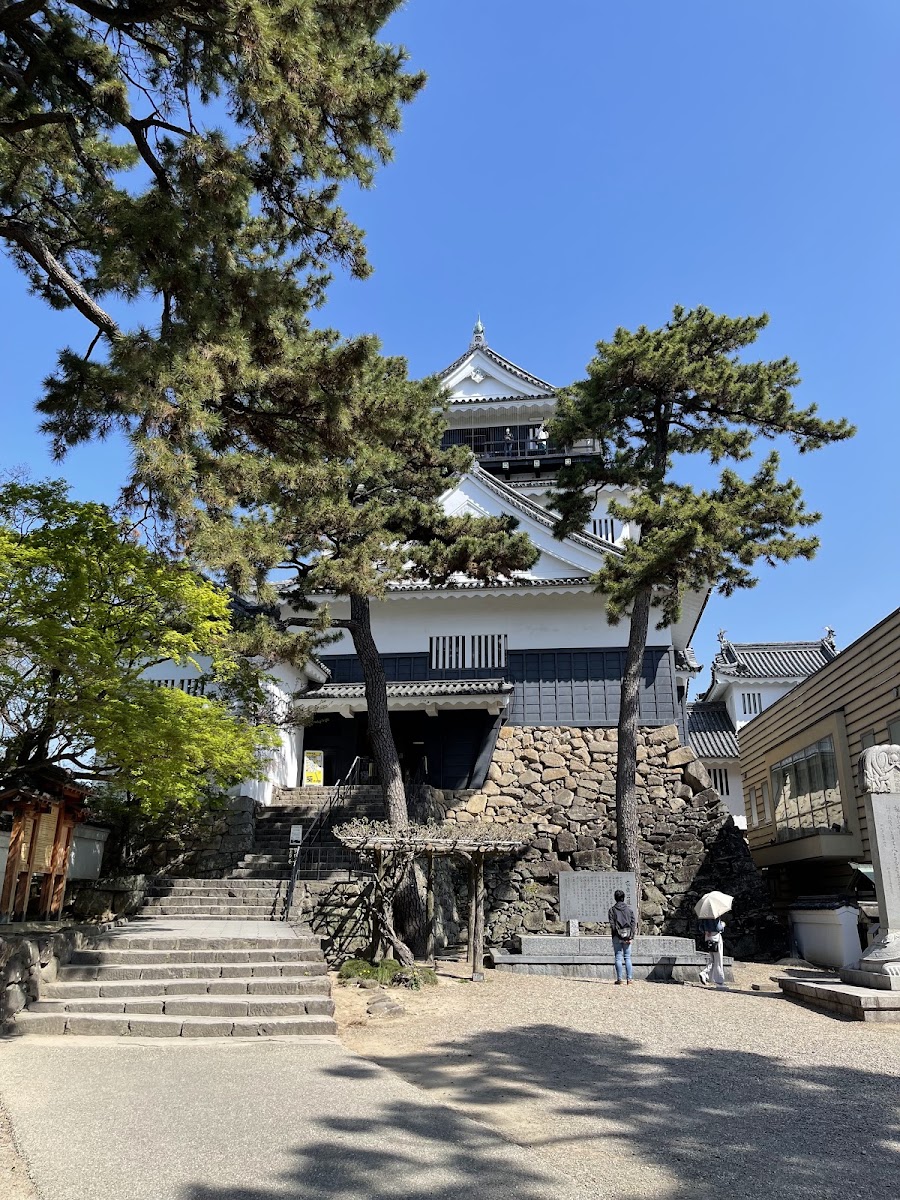 藍天下的岡崎城全景