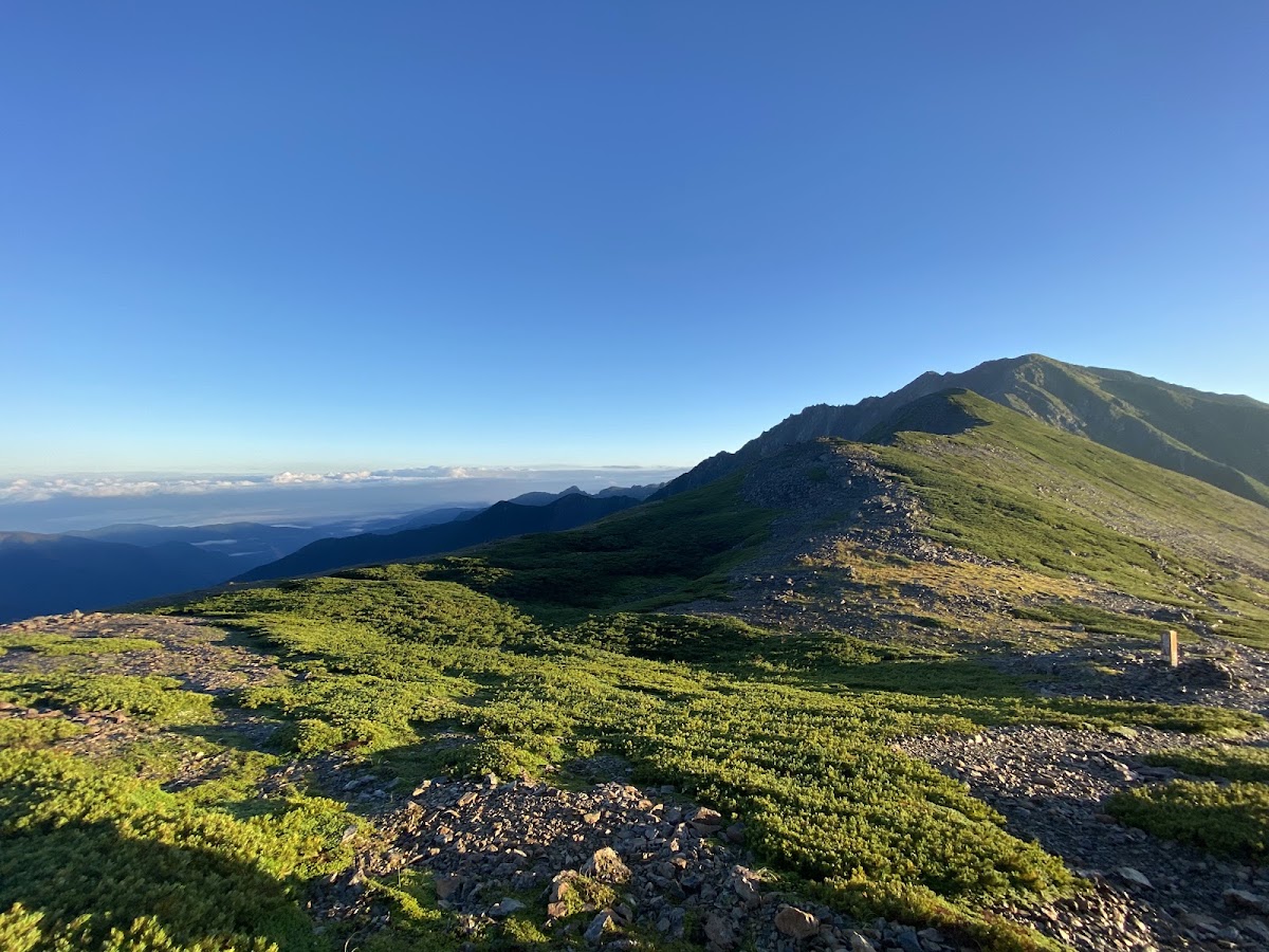 晨光中的高山草甸與山稜