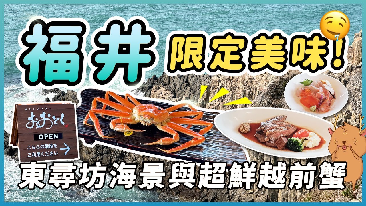 福井最震撼的海蝕奇景「東尋坊」,眺望湛藍大海,景色超壯觀!海景餐廳品嚐有冬季美味之王之稱的越前蟹、生魚片丼等在地美味,漫步神秘「雄島」,為旅程畫下完美句點!