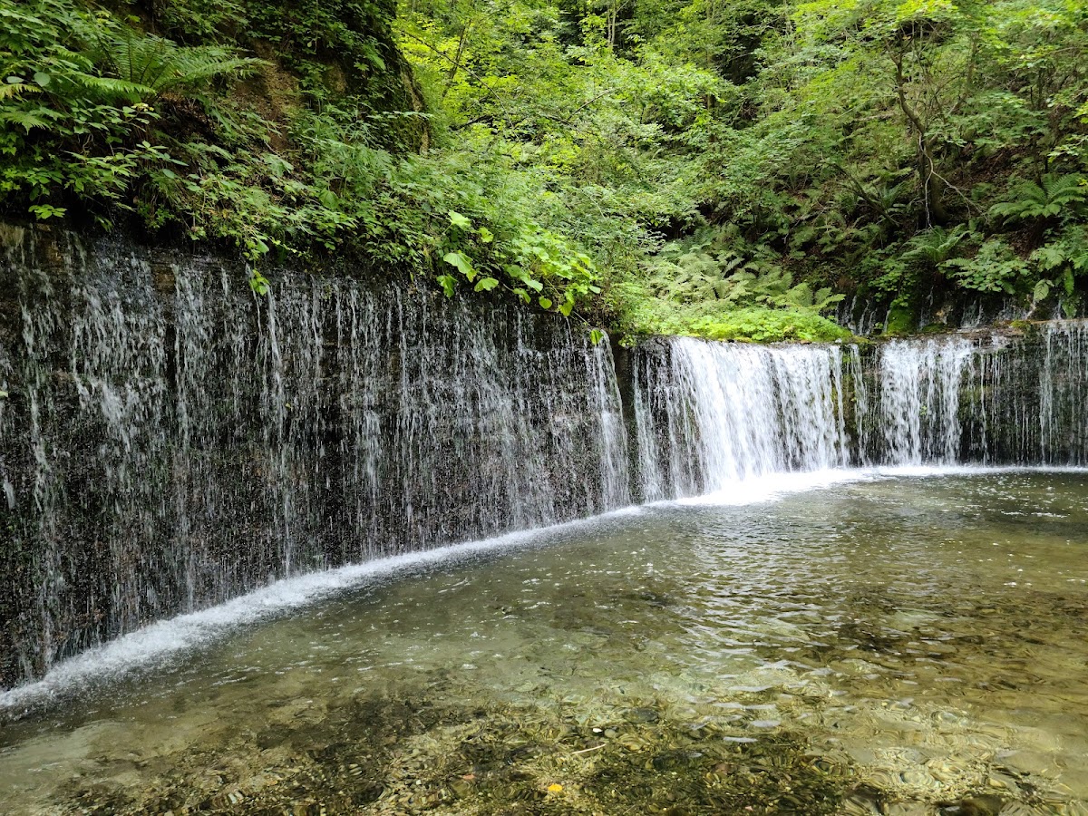 陽光灑落的白絲瀑布全景