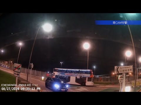 車CAM直擊 - 希望有人影到呢位逆線L車牌 2024/8/27 21:38 香港國際機場2號檢查站外迴旋處