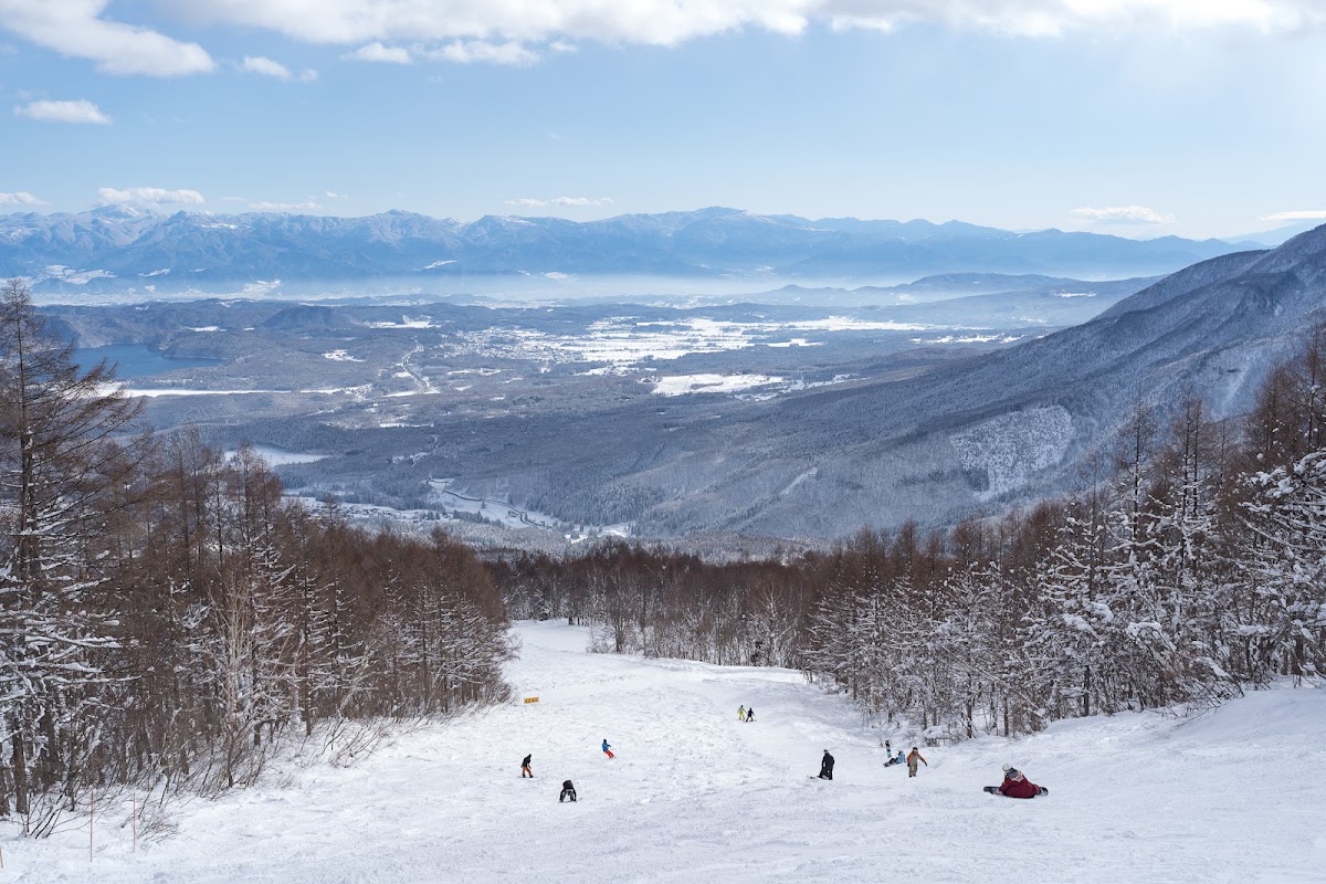 俯瞰遠山與滑雪道的大景