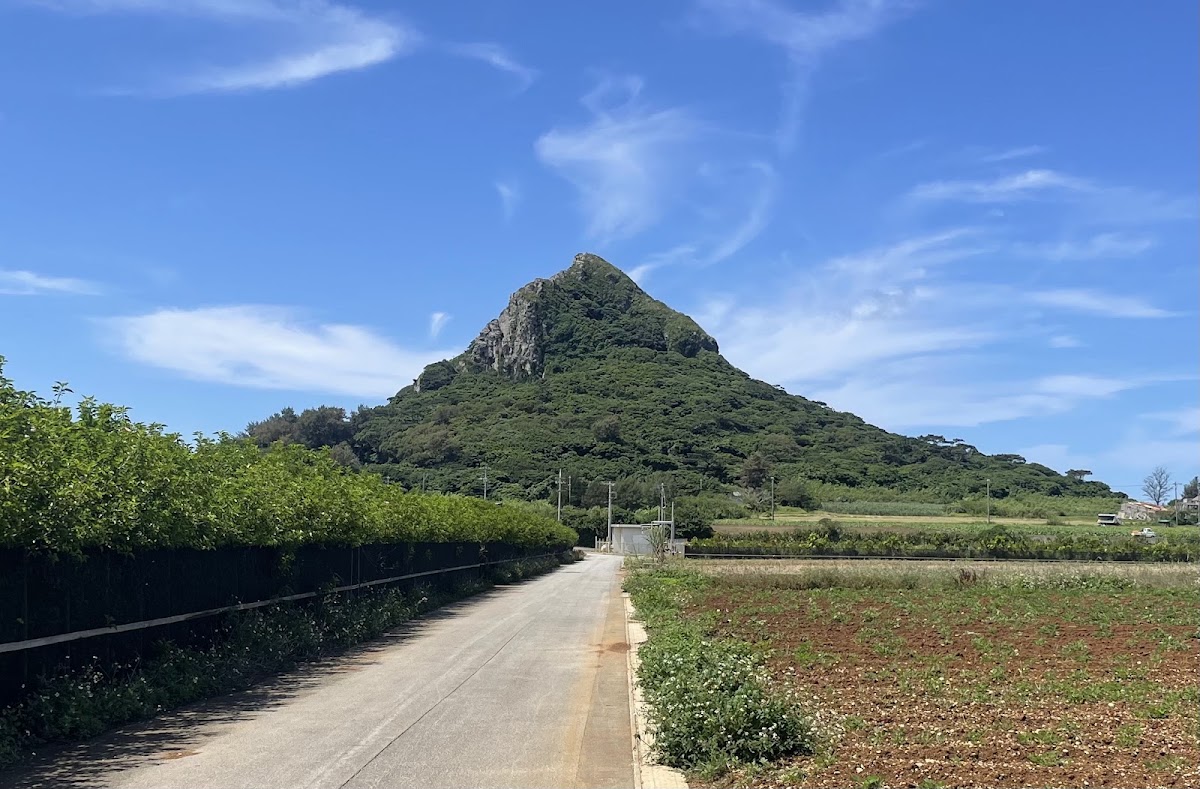 鄉村道路與遠方翠綠的城山