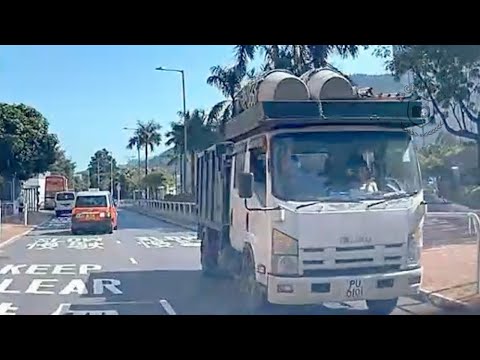 車CAM直擊 - 沙田安景街 貨車逆線行駛 PU6101
