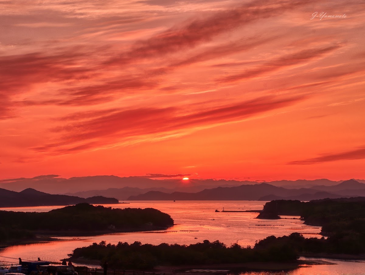 英虞灣橘紅夕陽美景