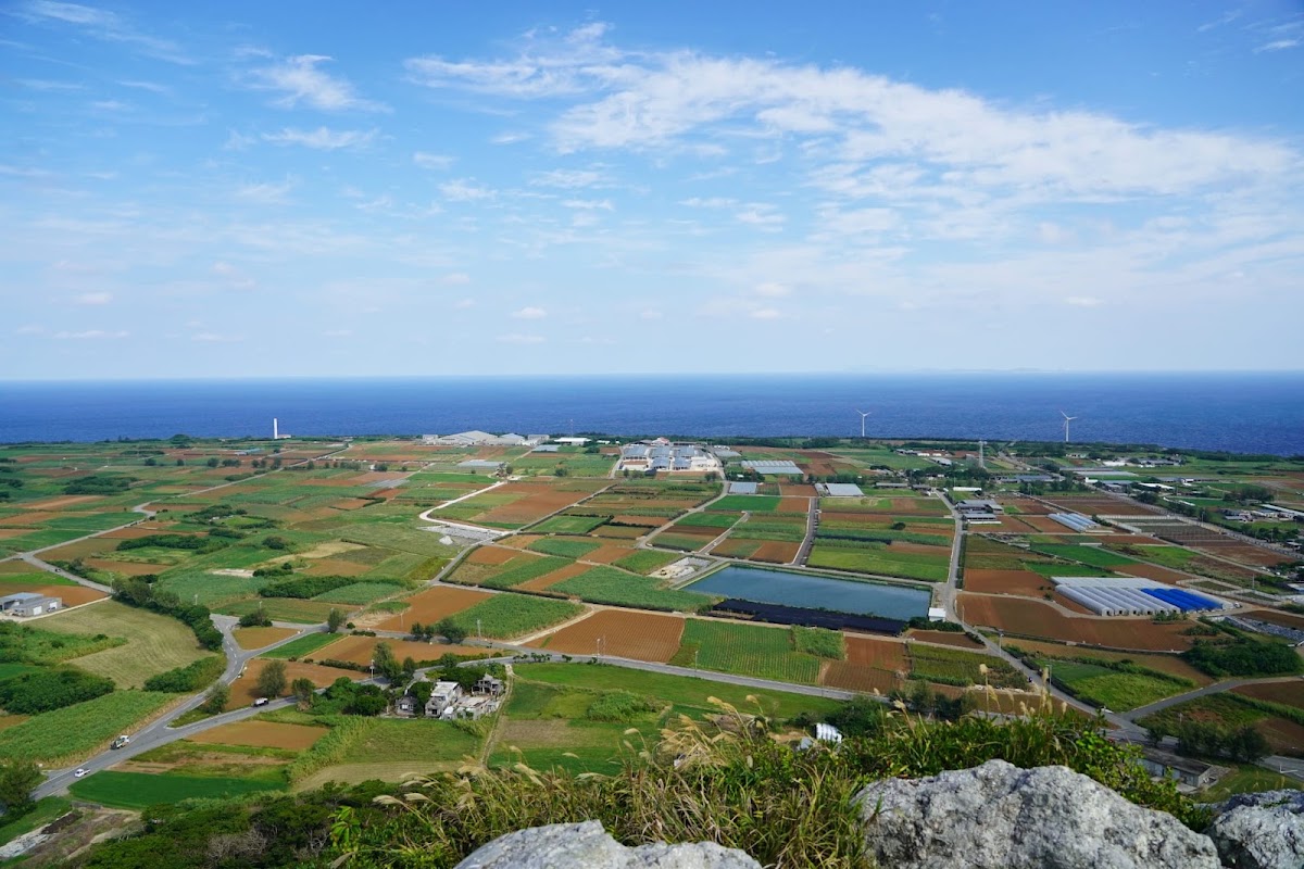 從山頂俯瞰島上田園風光