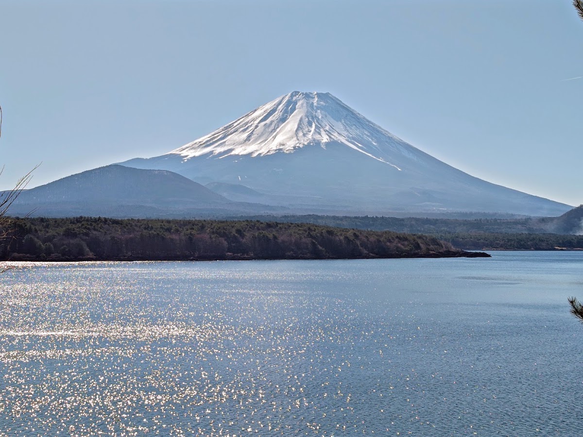 湖水波光粼粼與富士山美景