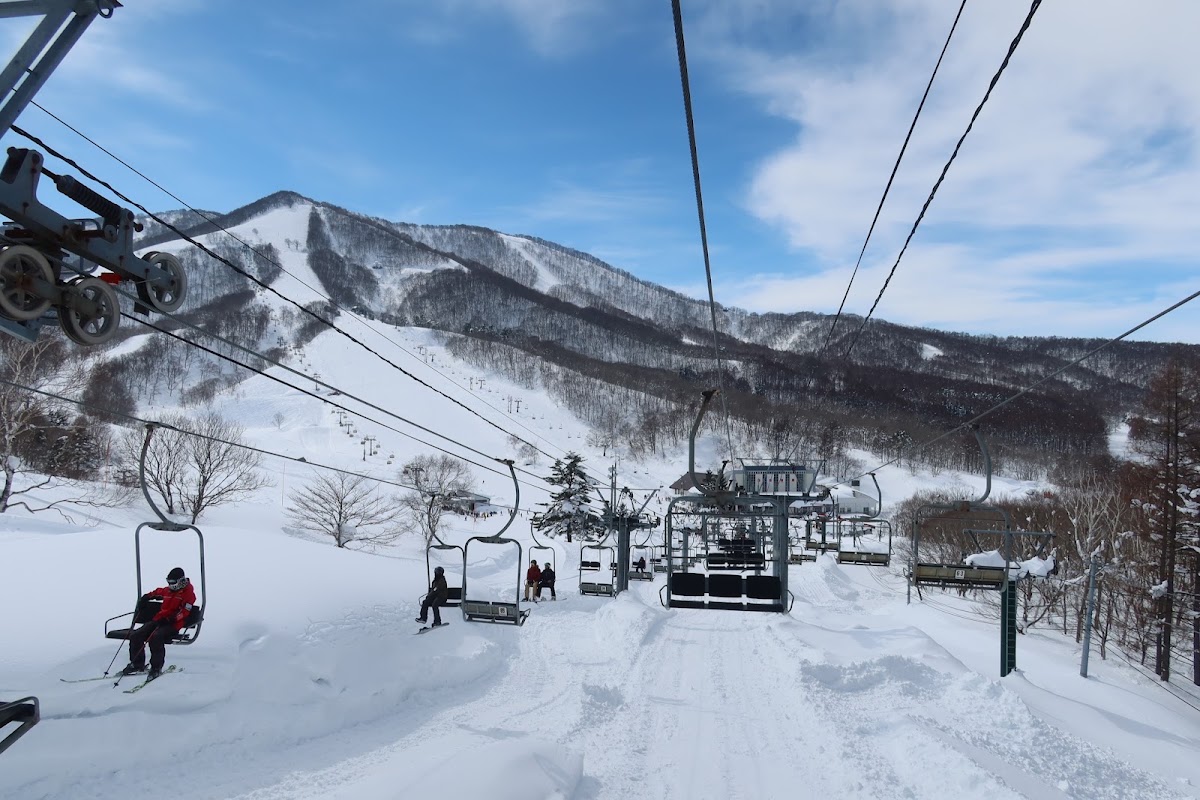 搭乘纜車俯瞰滑雪場雪景