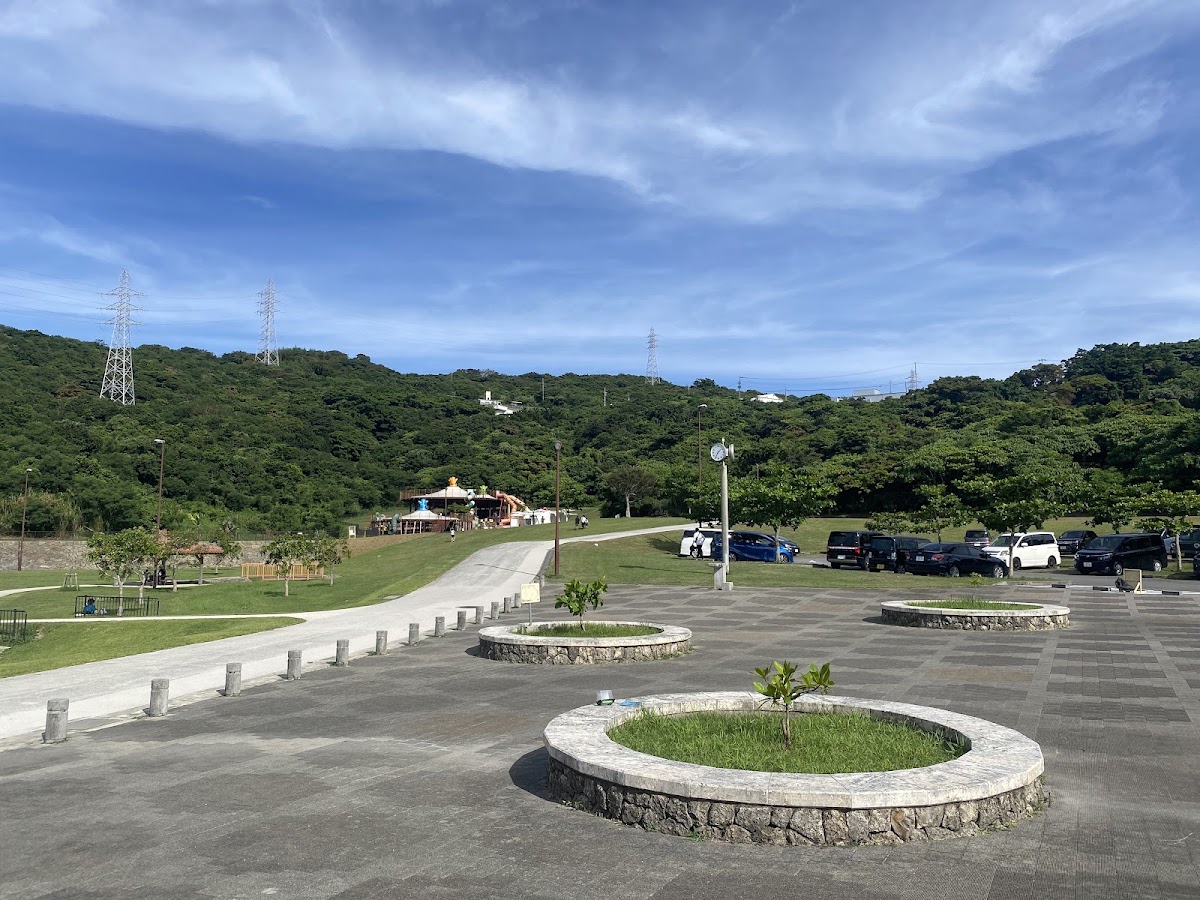 中城公園廣場、停車場與藍天大景