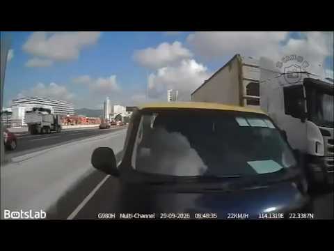 車CAM直擊 - 電單車司無入返中線就大鑊🤦‍♂️ 呢部貨Van完全唔收直撞