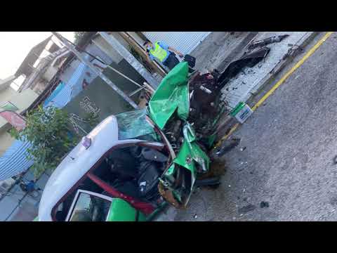 車CAM直擊 - 錦田七人車越線撞的士　的哥昏迷送院不治