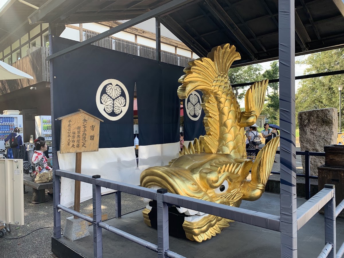戶外展示的金色金鯱複製品
