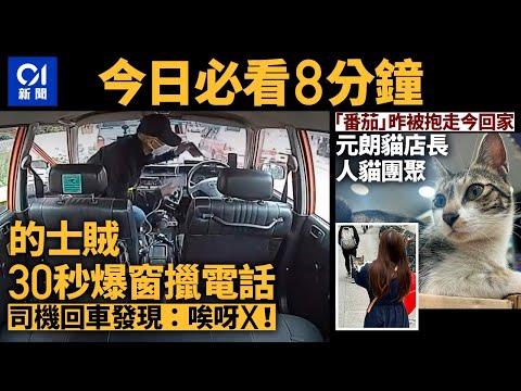 #今日新聞 香港 的士盜賊30秒爆窗擸走電話及袋｜元朗藥妝店貓店長「番茄」尋回｜01新聞｜車CAM｜夏寶龍訪港｜鳳姐｜第一城鎖車隊｜貓店長｜ 2024年2月27日   #hongkongnews