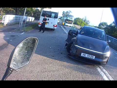 車CAM直擊 - 銀牙!P牌Tesla車住女但唔夠快!